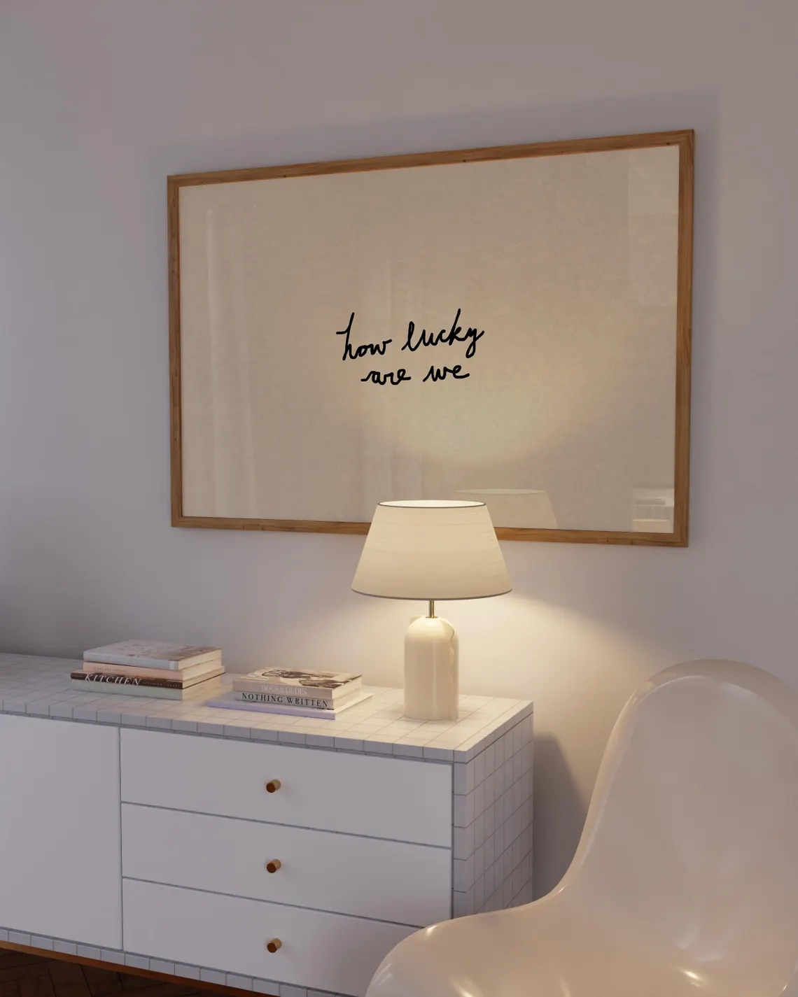 How Lucky Are We Print: Hand-Drawn Typography Poster, Neutral Home Decor (Digital Download, Horizontal) - Image 2