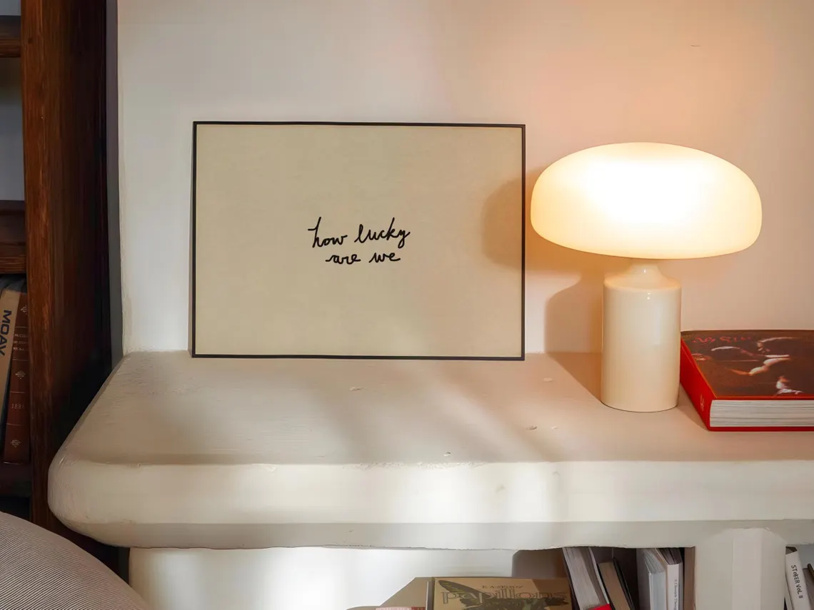 How Lucky Are We Print: Hand-Drawn Typography Poster, Neutral Home Decor (Digital Download, Horizontal)